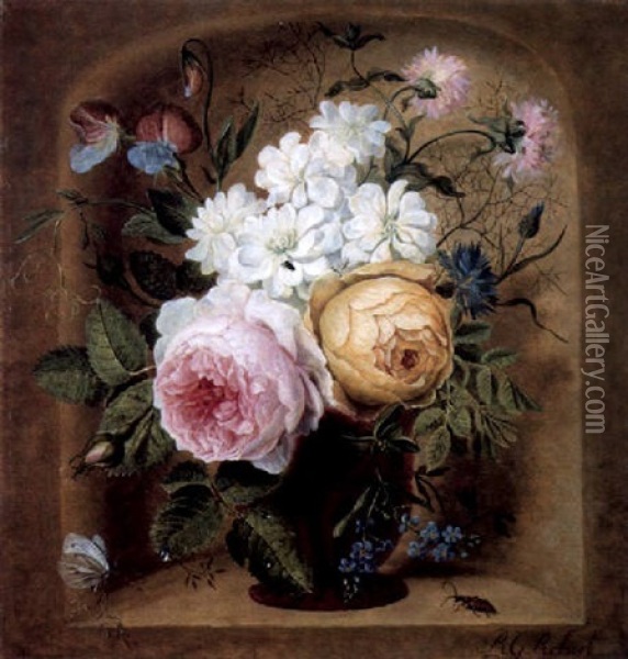 Blumen In Einer Nische Oil Painting - R.G. Robart