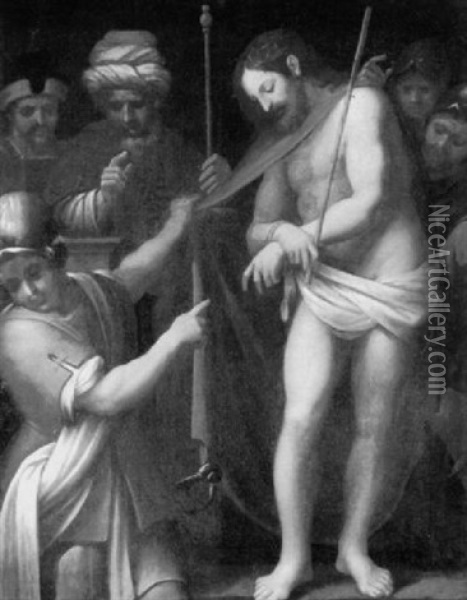 Die Verspottung Christi Oil Painting - Jacopo Palma il Giovane