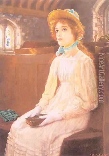 Faith Early 1890s Oil Painting - Arthur Hughes