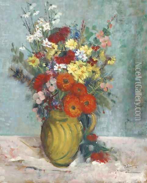 A vase of Summer flowers Oil Painting - Jose Palmeiro