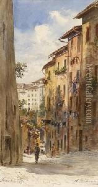 Strasenzug In Siena. Oil Painting - Anton Paul Heilmann