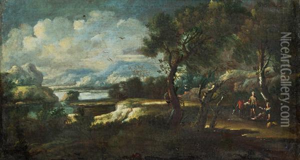 Landschaft Mit Rastenden Figuren Oil Painting - Willem de Heusch