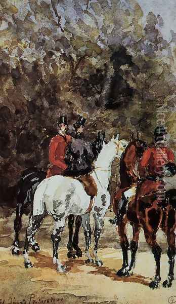 Assembly of Hunters Oil Painting - Henri De Toulouse-Lautrec
