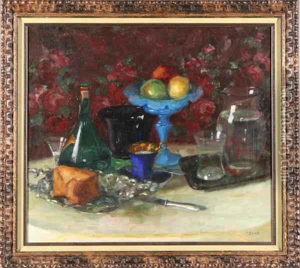 Still Life With Fruit, Water And Dessert Oil Painting - Osip Emmanuelovich Braz