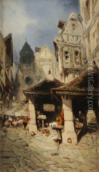 Le Marche De Rouen Oil Painting - Eugene Deshayes