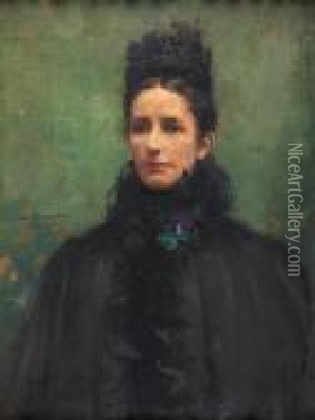 Mrs Monteith, Half-length, In Black Oil Painting - James Paterson