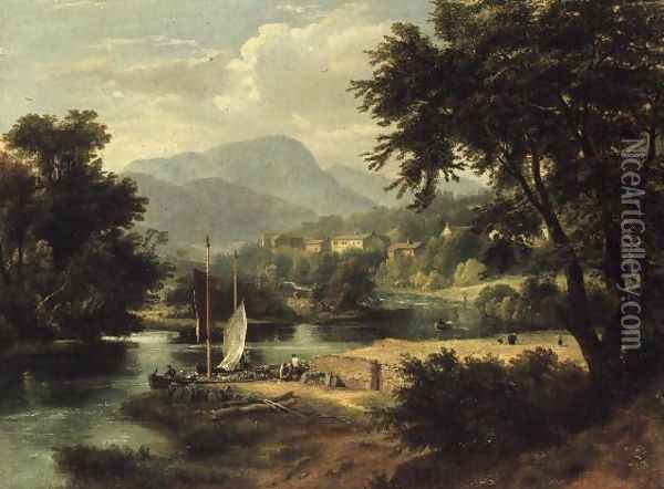 View of Clappersgate on the River Brathay above Windermere Oil Painting - Ramsay Richard Reinagle
