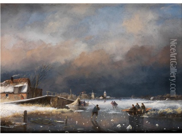 Wintervergnugen Oil Painting - Albert Roosenboom