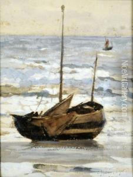 Barque A Heyst Oil Painting - Constantin Meunier