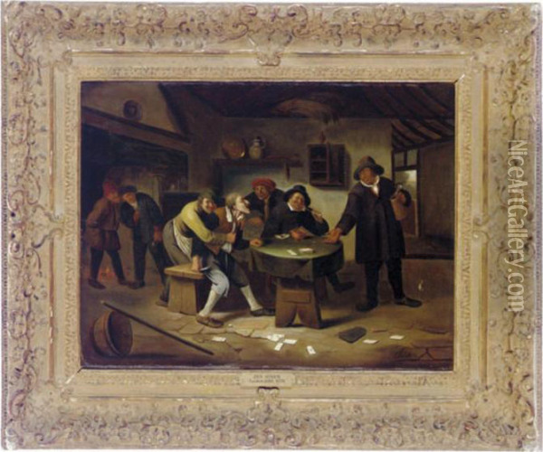 Cardplayers In A Tavern Oil Painting - Jan Steen