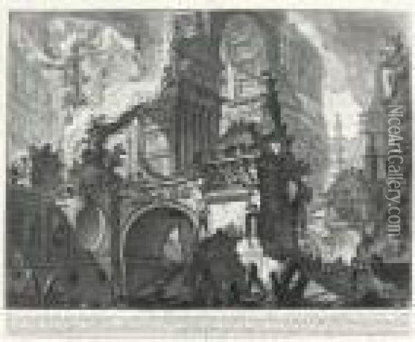 A Collection Of Etchings Oil Painting - Giovanni Battista Piranesi