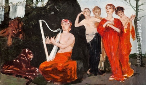 Orpheus Mit Musen Oil Painting - Hans Sandreuter