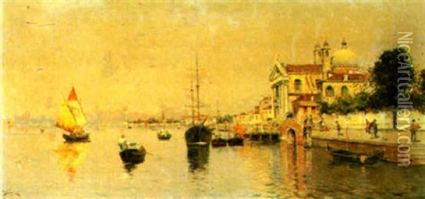 Venetian View Oil Painting - Antonio Maria de Reyna Manescau