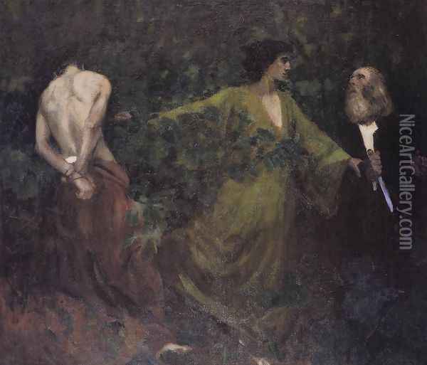 Isaacs Sacrifice Sacrifice of Abraham 1901 Oil Painting - Karoly Ferenczy
