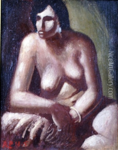 Nu De Face Accoude Oil Painting - Amedee Marie Dominique Dubois de La Patelliere