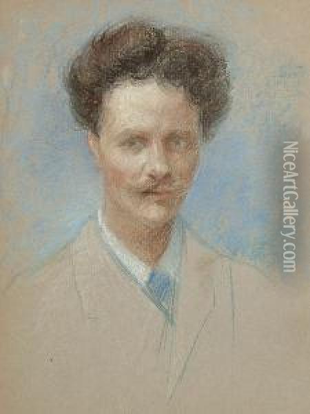 A Portrait Thought To Be Of August Strindberg Oil Painting - Robert Thegerstrom
