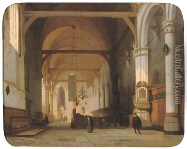 A sunlit church interior Oil Painting - Jan Jacob Schenkel