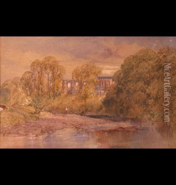 Bolton Abbey From The Wharf Oil Painting - Thomas James Soper