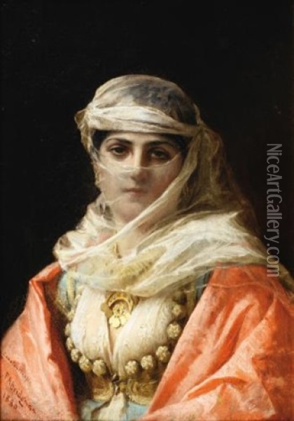Jeune Femme De Constantinople Oil Painting - Frederick Arthur Bridgman