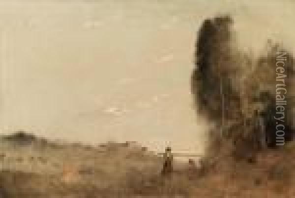 Le Matin Au Bord De L'eau Oil Painting - Jean-Baptiste-Camille Corot