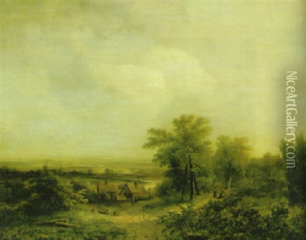 Landskap Oil Painting - Marinus Adrianus Koekkoek