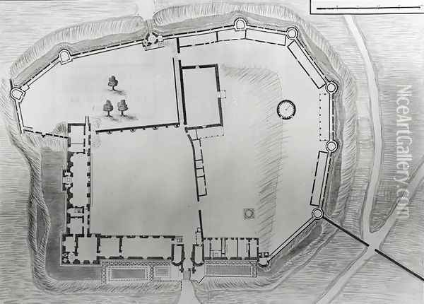 Plan for the first floor of the Chateau de Vallery, from Terres de Bourgogne, Berry, etc., 1682 Oil Painting - & Lallemant, Nicolas Sengher, Henry