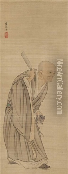 The Zen Monk Nansen Killing A Cat (a Famous Koan) Oil Painting - Watanabe Gentai