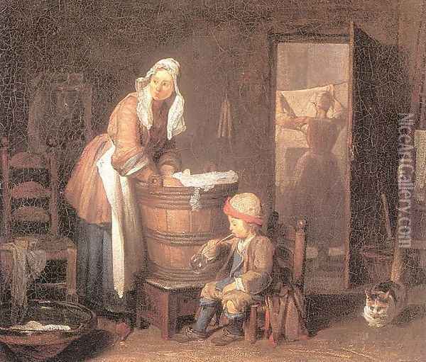 The Laundress Oil Painting - Jean-Baptiste-Simeon Chardin
