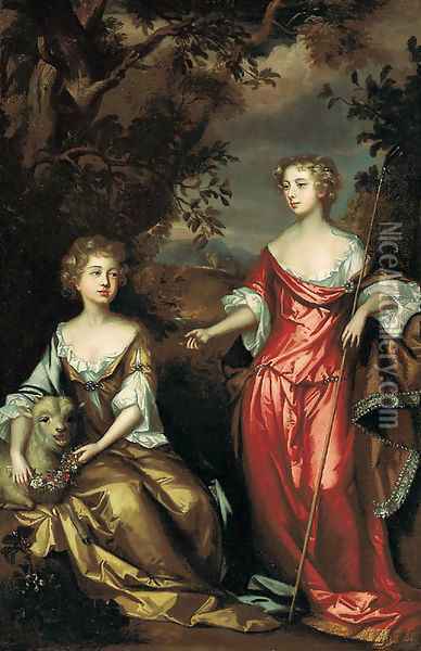 Portrait of two ladies of the Conyngham family Oil Painting - John Vandervaart