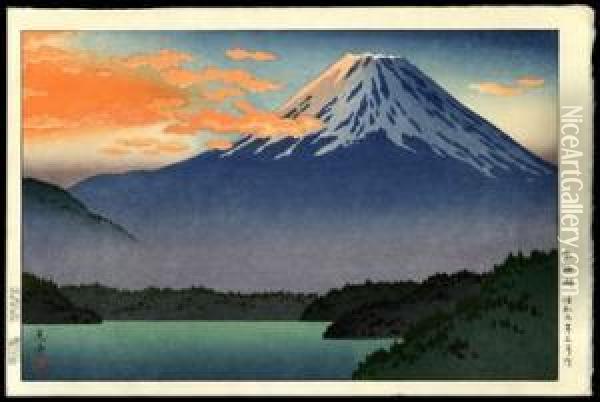 Lake Motosu Oil Painting - Tsuchiya Koitsu