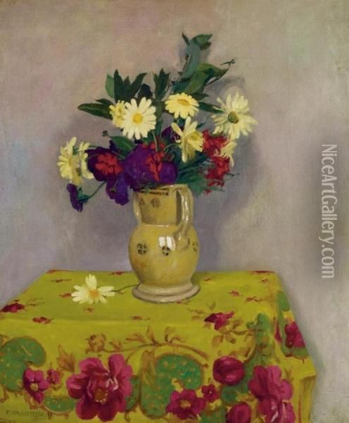 Marguerites Jaunes Et Fleurs Variees Oil Painting - Felix Edouard Vallotton
