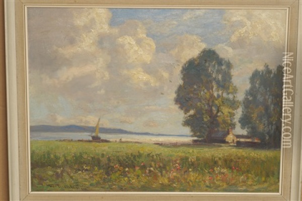 Young Corn, Nr Arnside, Morecambe Bay Oil Painting - William Charles Rushton