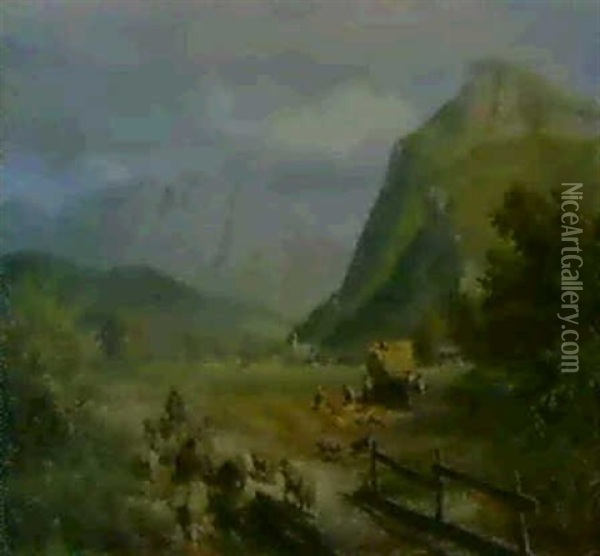 Alpental An Einem Hellen Sommertag Oil Painting - Carl Jutz the Elder
