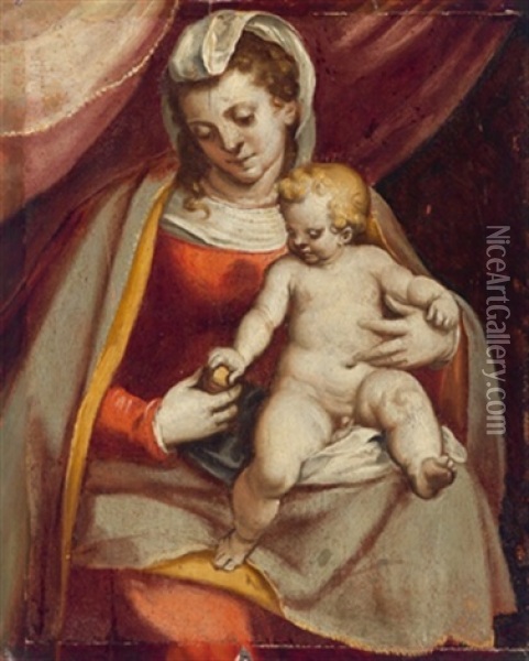 Madonna Mit Kind, Madonna Con Bambino Oil Painting - Luca Cambiaso