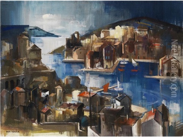 Sizilianische Hafenlandschaft Oil Painting - Vilmos Aba-Novak