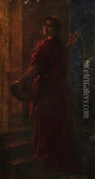 Femme Au Tambourin (l'hiver) Oil Painting - Henri Fantin-Latour