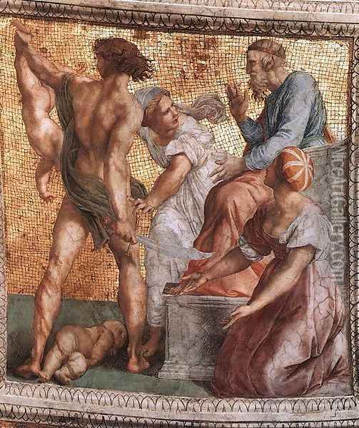 The Judgment of Solomon (ceiling panel) 2 Oil Painting - Raffaelo Sanzio