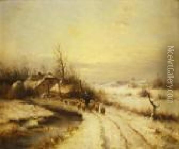 Driving Home The Flock Oil Painting - Cornelis I Westerbeek