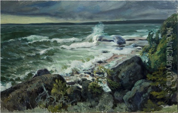 Sea Oil Painting - Helmi Ahlman Biese