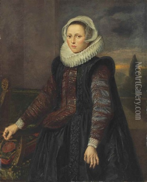 Portrait Of A Lady, Three-quarter-length Oil Painting - Frans Hals