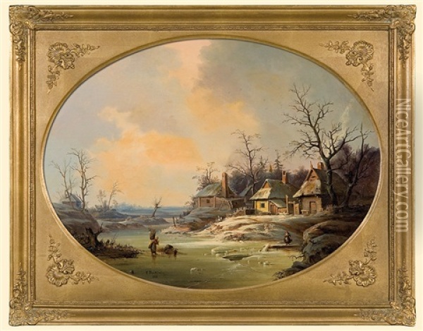 Winter Landscape Oil Painting - Franciszek Ruskiewicz