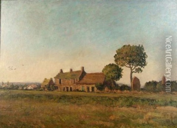 La Vieille Ferme Pres Du Village Oil Painting - Abel Louis Alphonse Lauvray