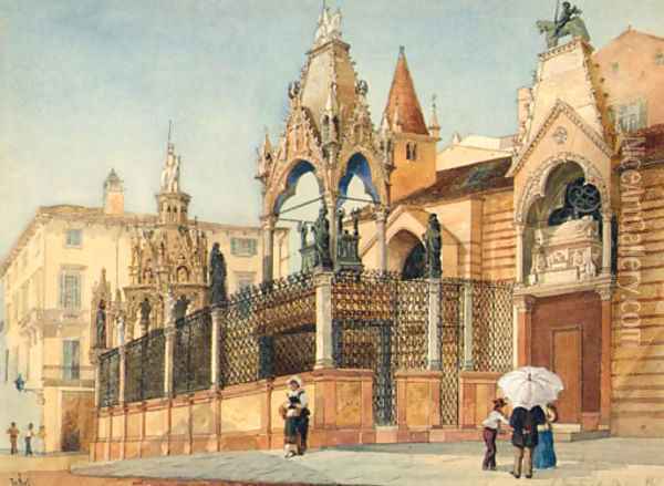 The Tombs Of Can Grande Della Scala, Verona Oil Painting - Jessie Wilcox-Smith
