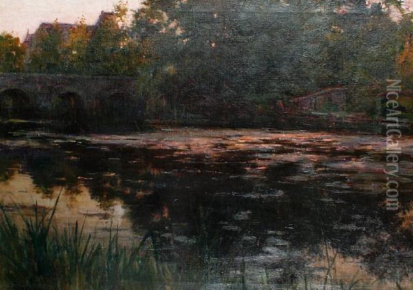 By The Waterside At Dusk Oil Painting - Joseph Milner Kite