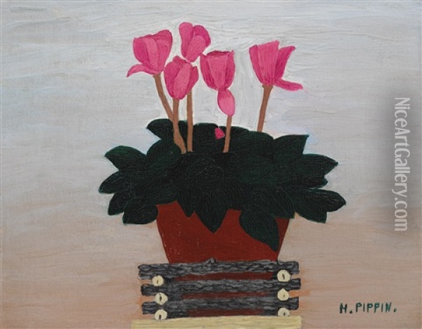 Cyclamen Oil Painting - Horace Pippin