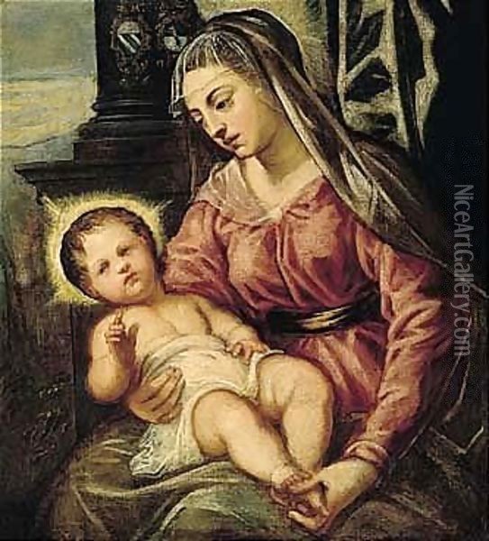 The Madonna And Child Oil Painting - Jacopo Tintoretto (Robusti)
