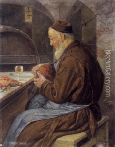 Kellermeisters Fruhstuck Oil Painting - Josef Johann Suess