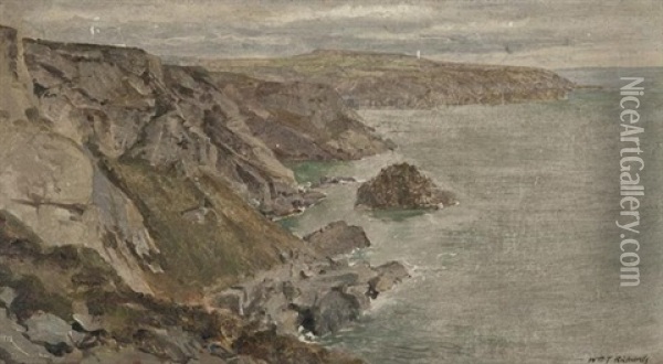 Coast At Land's End, Cornwall Oil Painting - William Trost Richards