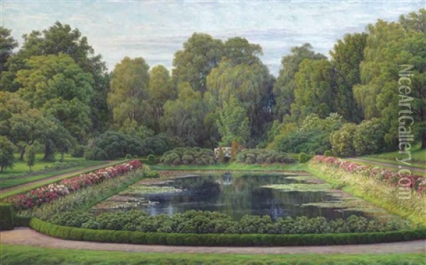 The Water Garden Oil Painting - Henrik Gamst Jespersen