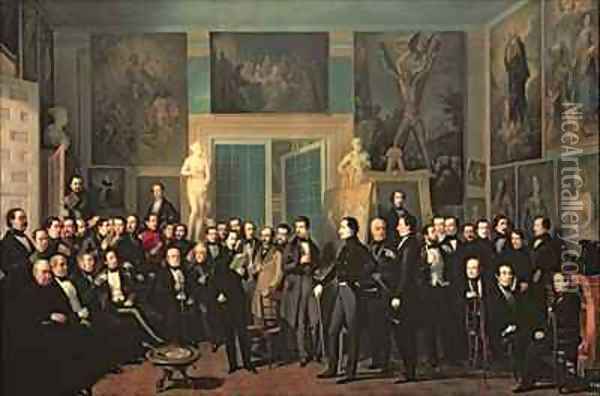 The Gathering of the Poets Oil Painting - Antonio Maria Esquivel Suarez de Urbina